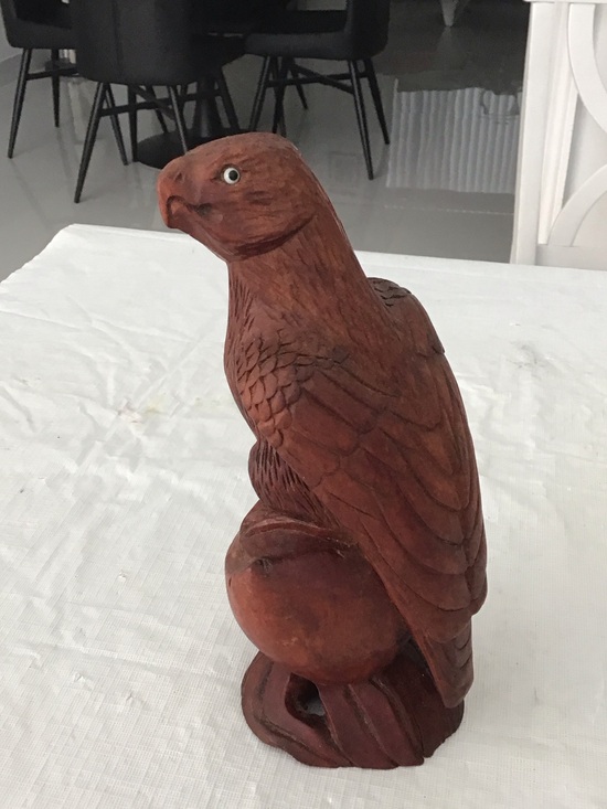 Other - Hand-Carved Wood Eagle  Statue - Brown Decorative Bird  #197